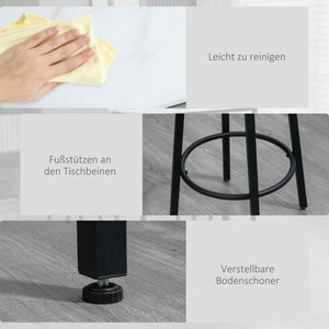 Bar-Set mit Tisch und 2 Barhockern Marmoroptik Stahlrahmen