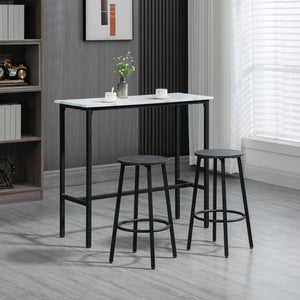Bar-Set mit Tisch und 2 Barhockern Marmoroptik Stahlrahmen