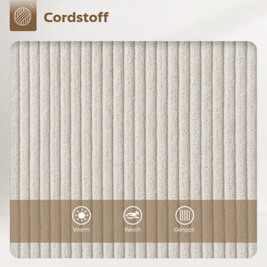 Barhocker 2er-Set mit Cordbezug und Stahlbeinen für Esszimmer creme
