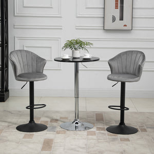Ensemble de 2 tabourets de bar pivotants et réglables en hauteur, gris