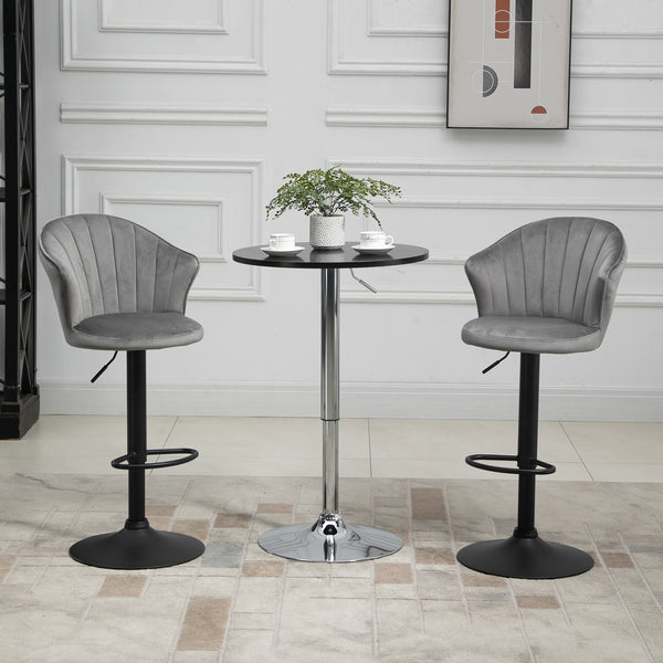 Ensemble de 2 tabourets de bar pivotants et réglables en hauteur, gris