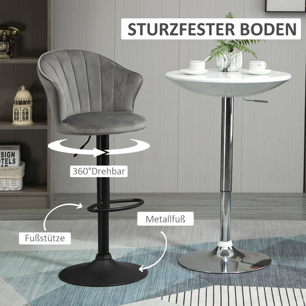 Ensemble de 2 tabourets de bar pivotants et réglables en hauteur, gris
