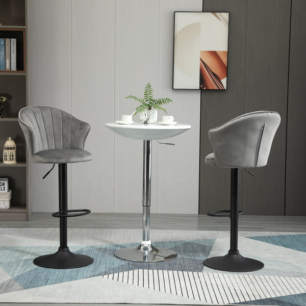 Ensemble de 2 tabourets de bar pivotants et réglables en hauteur, gris