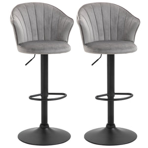 Ensemble de 2 tabourets de bar pivotants et réglables en hauteur, gris