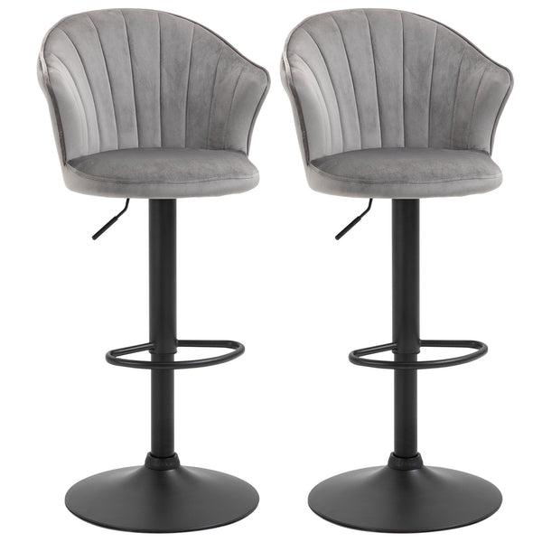 Ensemble de 2 tabourets de bar pivotants et réglables en hauteur, gris