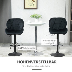 Barhocker 2er-Set drehbar höhenverstellbar Schwarz