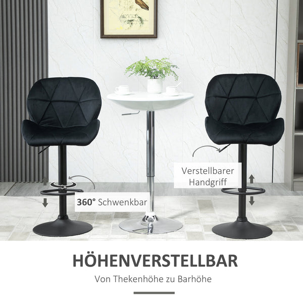 Barhocker 2er-Set drehbar höhenverstellbar Schwarz
