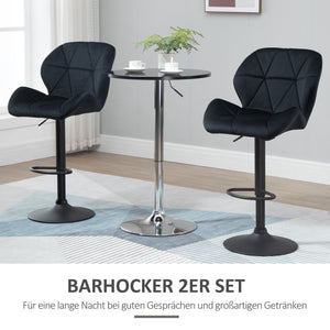Barhocker 2er-Set drehbar höhenverstellbar Schwarz