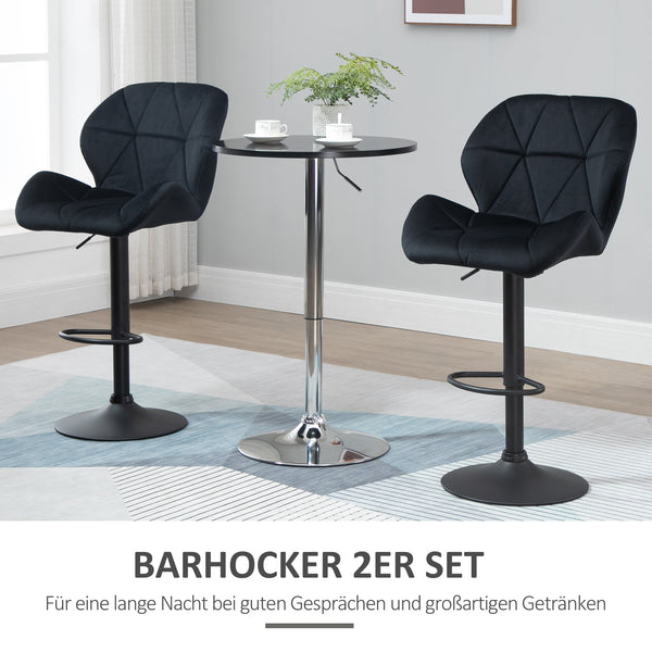 Barhocker 2er-Set drehbar höhenverstellbar Schwarz
