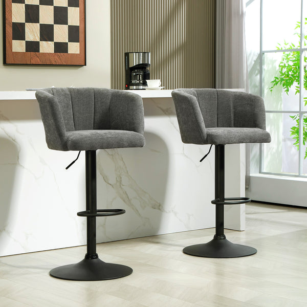 Barhocker 2er Set höhenverstellbar mit Fussstütze dunkelgrau