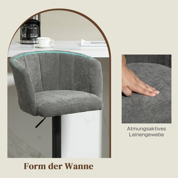 Barhocker 2er Set höhenverstellbar mit Fussstütze dunkelgrau