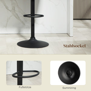 Barhocker 2er Set höhenverstellbar mit Fussstütze dunkelgrau
