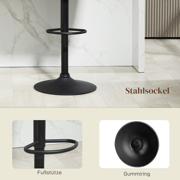 Barhocker 2er Set höhenverstellbar mit Fussstütze dunkelgrau
