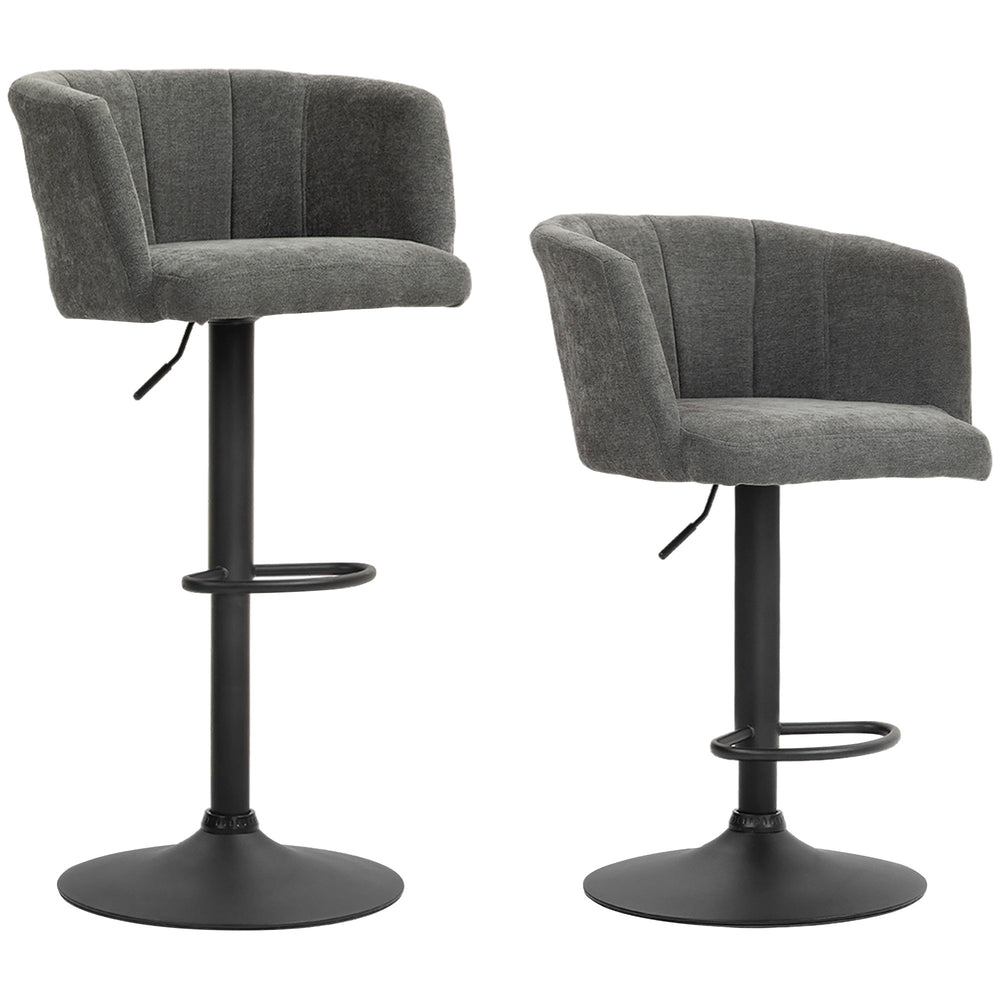 Barhocker 2er Set höhenverstellbar mit Fussstütze dunkelgrau