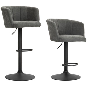 Barhocker 2er Set höhenverstellbar mit Fussstütze dunkelgrau