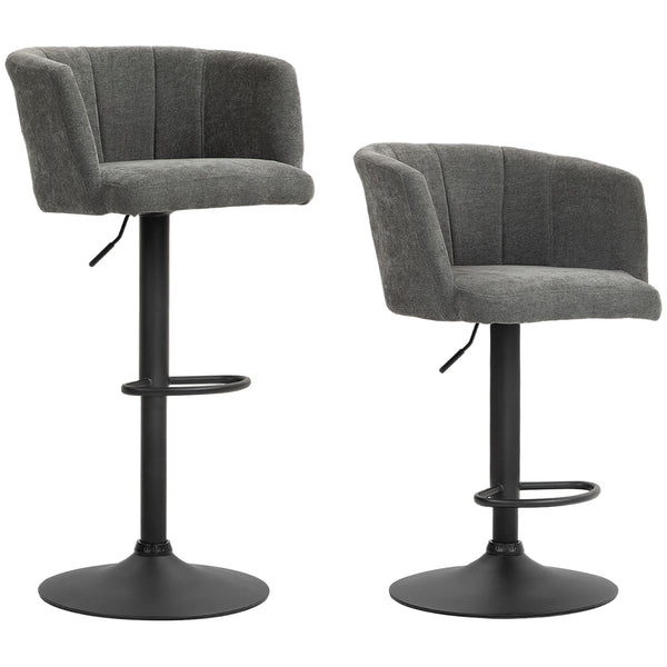 Barhocker 2er Set höhenverstellbar mit Fussstütze dunkelgrau