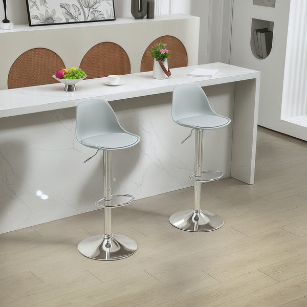 Barhocker 2er-Set gepolstert 360° drehbar höhenverstellbar Kunstleder Grau