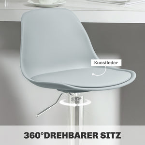 Barhocker 2er-Set gepolstert 360° drehbar höhenverstellbar Kunstleder Grau