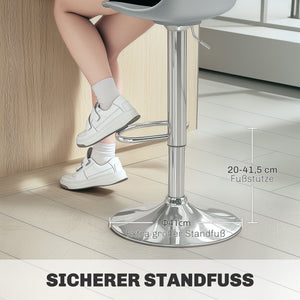 Barhocker 2er-Set gepolstert 360° drehbar höhenverstellbar Kunstleder Grau