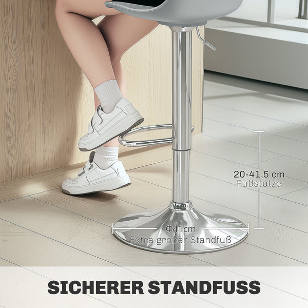 Barhocker 2er-Set gepolstert 360° drehbar höhenverstellbar Kunstleder Grau