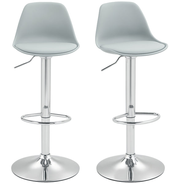Barhocker 2er-Set gepolstert 360° drehbar höhenverstellbar Kunstleder Grau