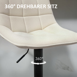 Barhocker 2er Set höhenverstellbar drehbar gepolstert beige