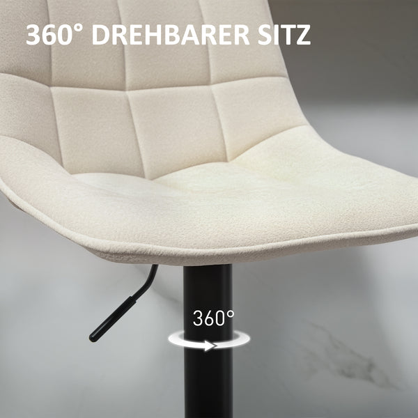 Barhocker 2er Set höhenverstellbar drehbar gepolstert beige
