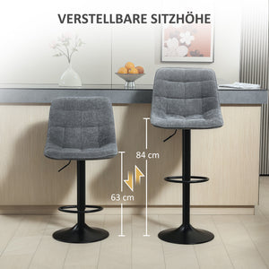 Barhocker 2er Set drehbar höhenverstellbar gepolstert dunkelgrau