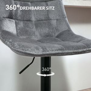 Barhocker 2er Set drehbar höhenverstellbar gepolstert dunkelgrau