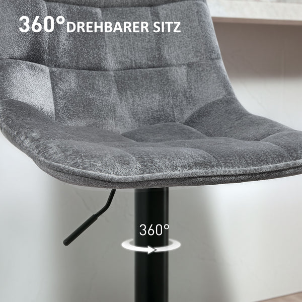 Barhocker 2er Set drehbar höhenverstellbar gepolstert dunkelgrau