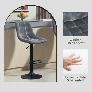 Barhocker 2er Set drehbar höhenverstellbar gepolstert dunkelgrau