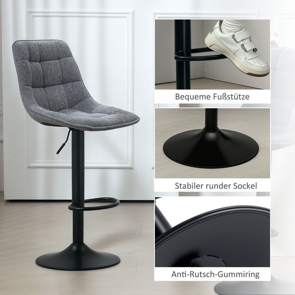 Barhocker 2er Set drehbar höhenverstellbar gepolstert dunkelgrau