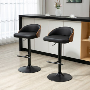 Barhocker 2er-Set höhenverstellbar aus Kunstleder