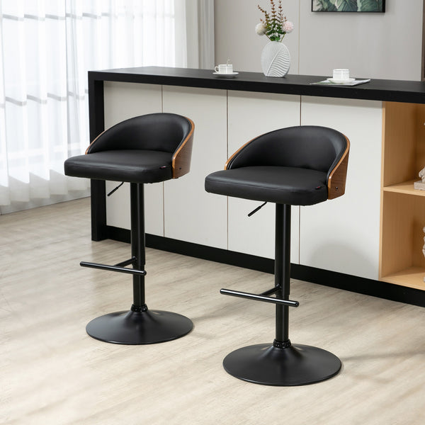 Barhocker 2er-Set höhenverstellbar aus Kunstleder