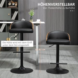 Barhocker 2er-Set höhenverstellbar aus Kunstleder