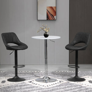 Barhocker 2er-Set höhenverstellbar Lederoptik Grau