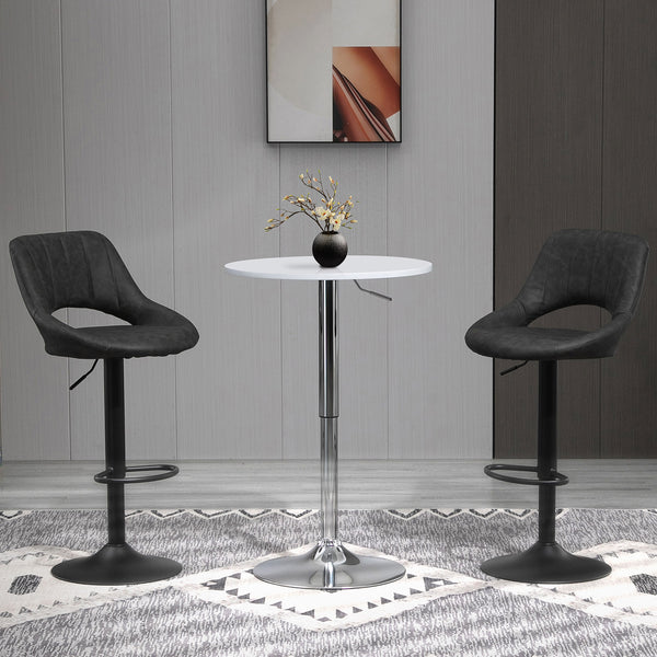 Barhocker 2er-Set höhenverstellbar Lederoptik Grau