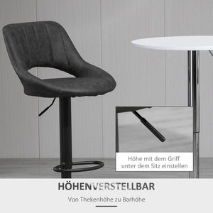 Barhocker 2er-Set höhenverstellbar Lederoptik Grau