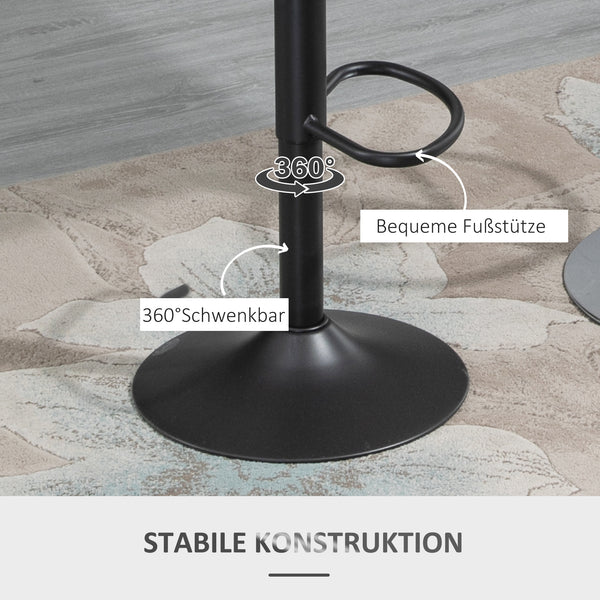 Barhocker 2er-Set höhenverstellbar Lederoptik Grau