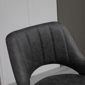 Barhocker 2er-Set höhenverstellbar Lederoptik Grau