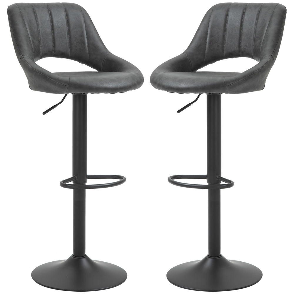 Barhocker 2er-Set höhenverstellbar Lederoptik Grau