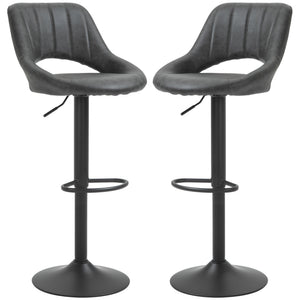 Barhocker 2er-Set höhenverstellbar Lederoptik Grau