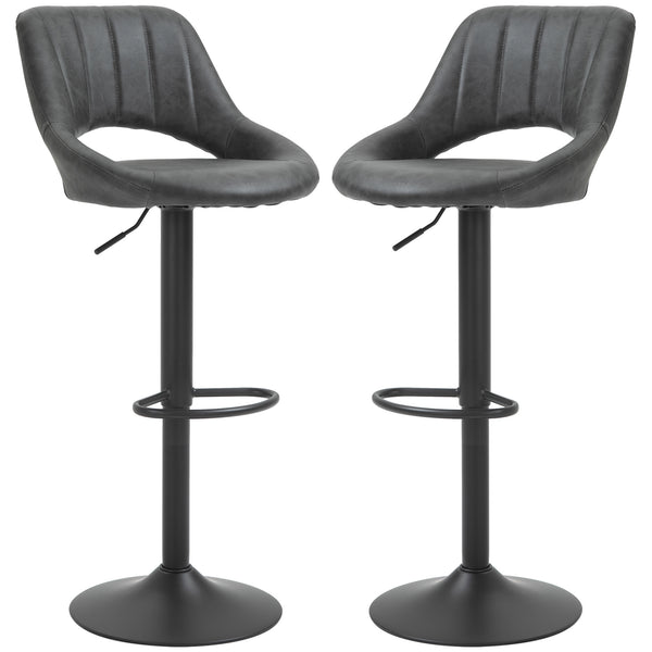 Barhocker 2er-Set höhenverstellbar Lederoptik Grau