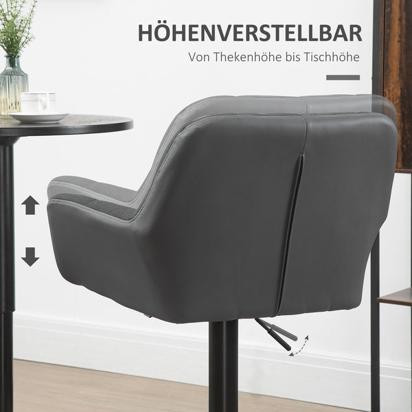 Barhocker 2er-Set höhenverstellbar modern Grau