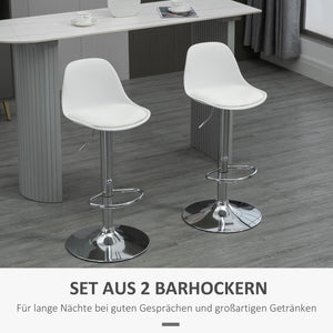Barhocker 2er-Set höhenverstellbar modern Weiss
