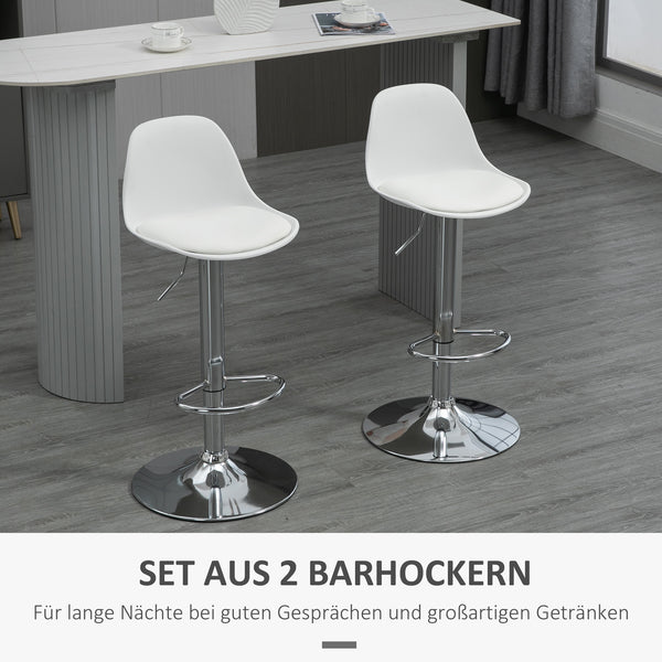 Barhocker 2er-Set höhenverstellbar modern Weiss