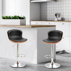 Barhocker 2er-Set höhenverstellbar drehbar mit Rückenlehne schwarz