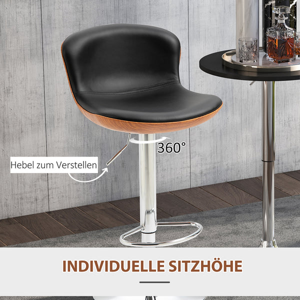 Barhocker 2er-Set höhenverstellbar drehbar mit Rückenlehne schwarz