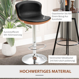 Barhocker 2er-Set höhenverstellbar drehbar mit Rückenlehne schwarz