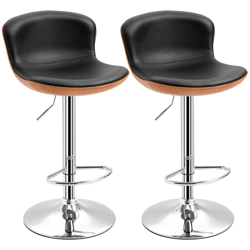 Barhocker 2er-Set höhenverstellbar drehbar mit Rückenlehne schwarz